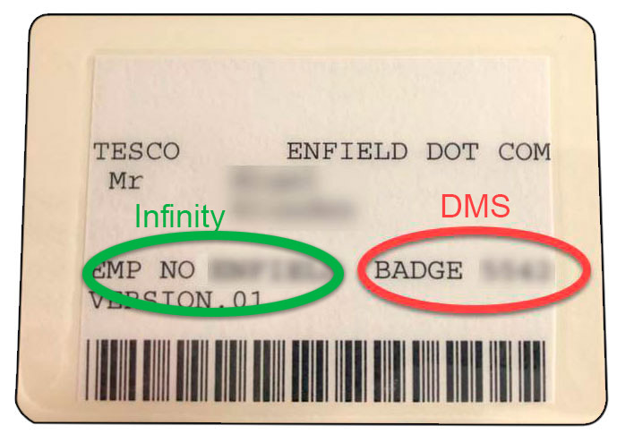 Tesco badge number